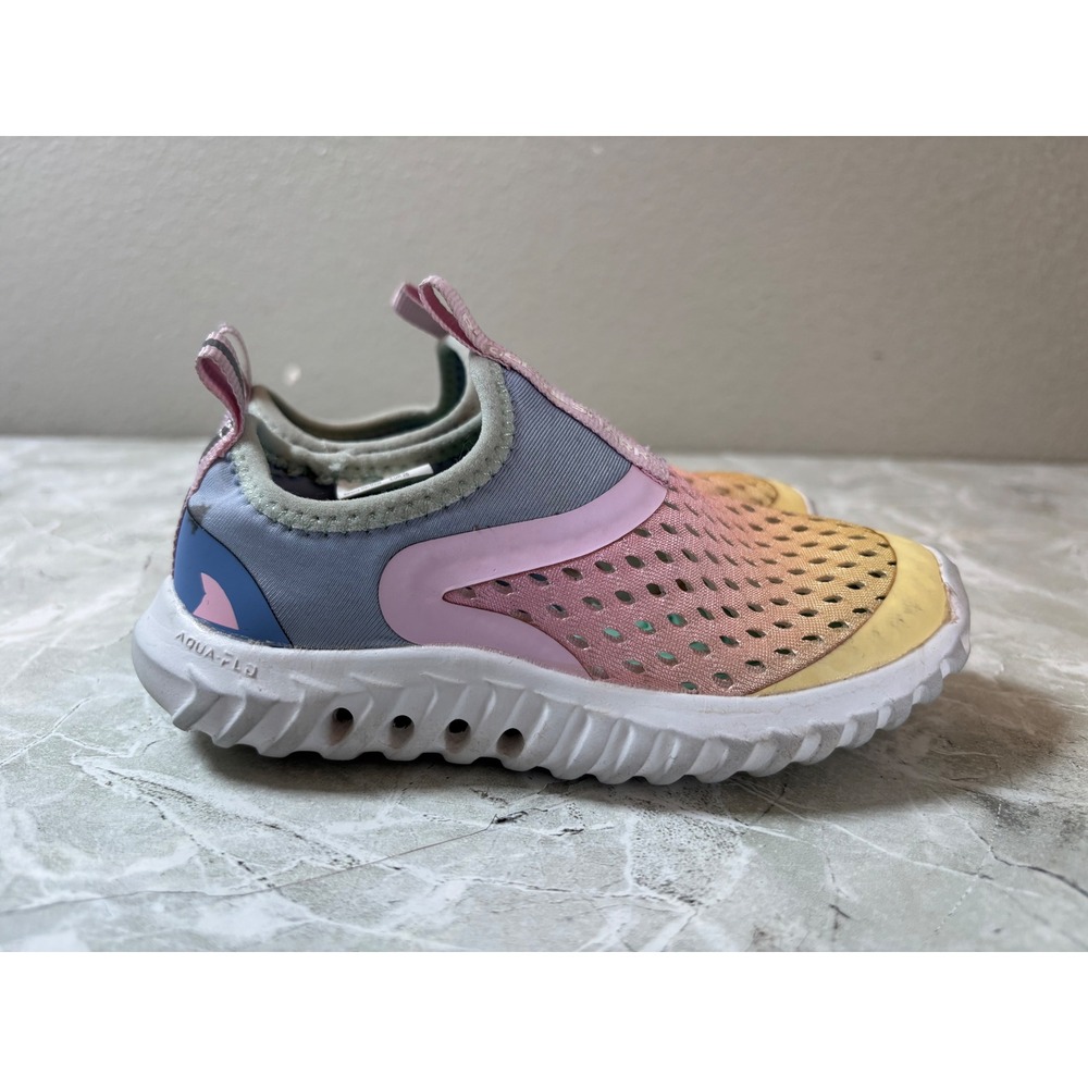 Rugged Shark Kids Aqua Water Shoes Slip On Size 9 Pink Yellow Blue Mesh - Picture 2 of 8